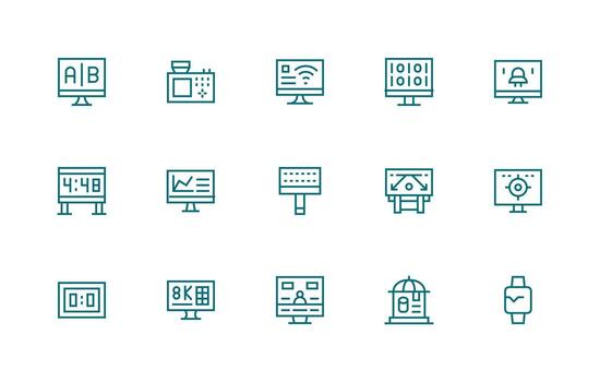 regular línea estilo digital monitor íconos con 15 vectores lleno icono biblioteca para ui diseñadores