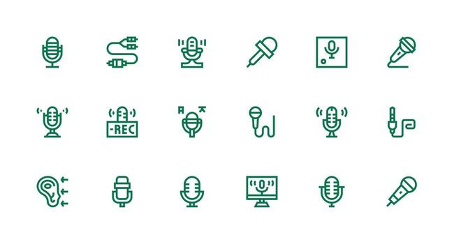 18 íconos para audio entrada en fuerte carrera línea formato moderno icono conjunto vector