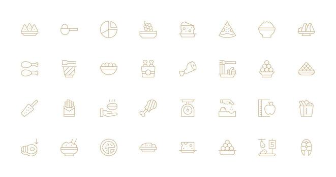 32 Icons for Portion in Thin Line Format Professional Icon Pack for Development Work vector