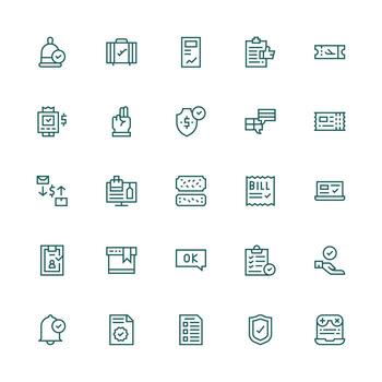 Confirmation including 25 Medium Stroke Outline Illustrations Clean Icon Collection for Web Use vector
