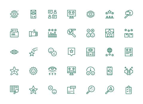 35 regular limpiar línea íconos para revisión gráficos mínimo icono conjunto para interfaz proyectos vector