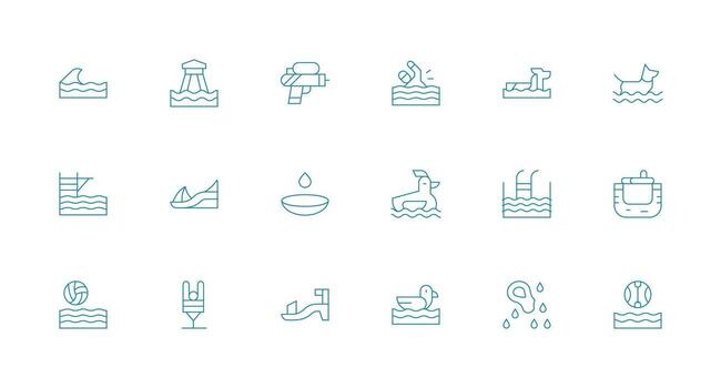 18 Minimal Line Designs for Splash Icons Essential Icons for Rapid UI Building vector