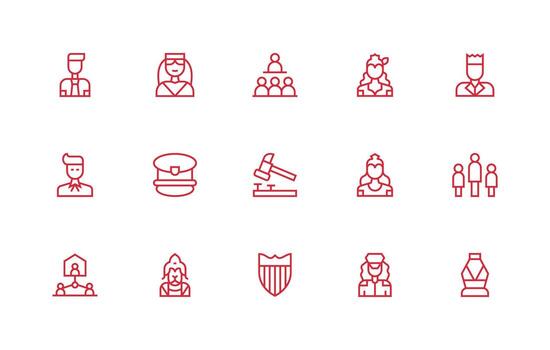 Authority Design Icons featuring 15 in Regular Line Style UI-Ready Icon Collection vector