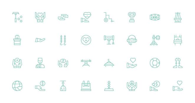 apoyo sistema visual paquete conteniendo 32 Delgado línea íconos icono colección conjunto vector