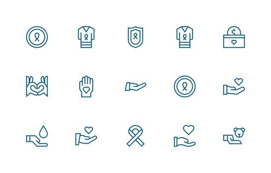 15 Icons for Charity in Regular Line Format Interface Icon Collection for Daily Projects vector