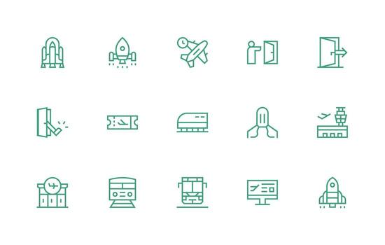 15 Regular Line Icons for Departure Graphics Digital Icon Collection vector