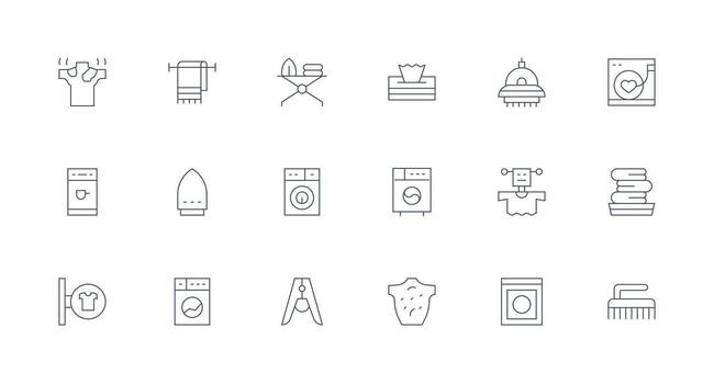 Laundry including 18 Minimal Line Illustrations Well-Structured Icons for Creative Use vector