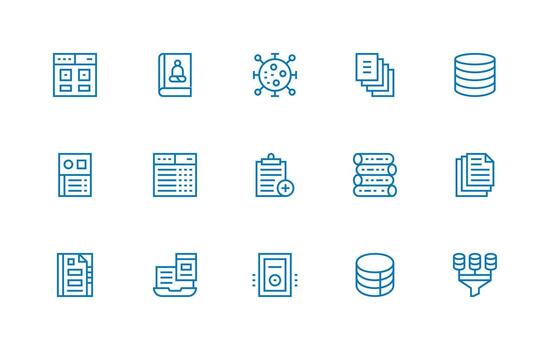 información administración icono colección con 15 regular línea diseños todas dispositivo compatible icono conjunto vector