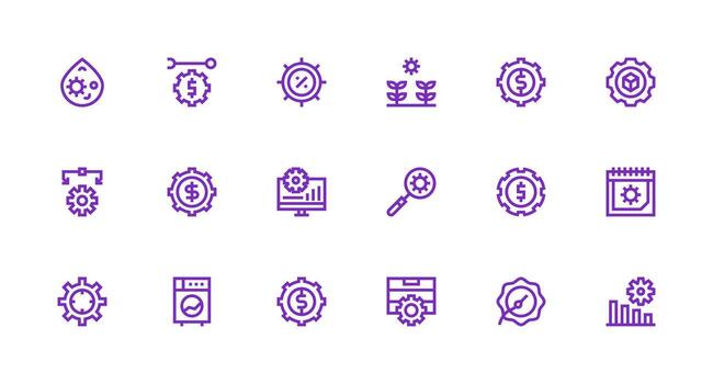 Strong Stroke Line Icons from Optimization Set with 18 Vectors Pixel Perfect Icons for Modern Apps