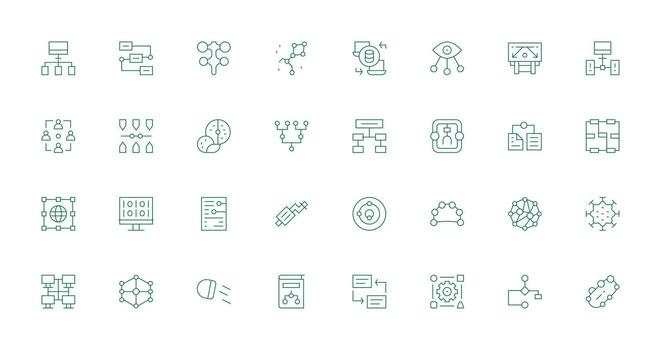 32 Thin Line Icons for Data Flow Graphics Simple Icon Pack vector