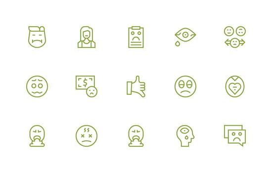 15 Regular Line Icons for Unhappy Graphics UI-Ready Icon Collection vector