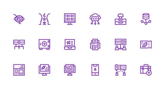 Information Technology Icon Set with 18 Strong Stroke Line Graphics High-Resolution Icons for Any Platform vector
