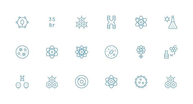 18 Minimal Line Vectors for Molecule Theme All Device Compatible Icon Set