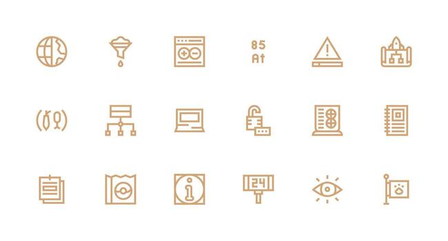 18 Strong Stroke Line Icons for Information Graphics Reusable Icon Set vector