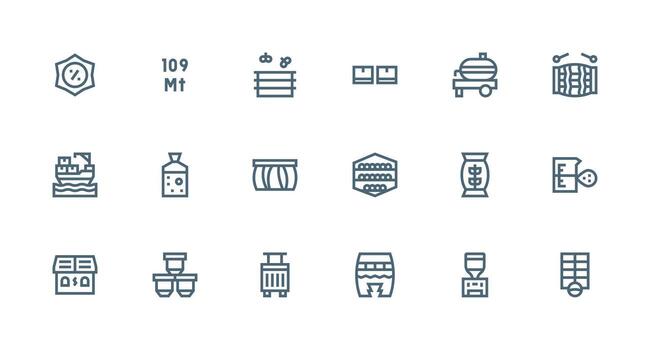 18 Icons for Bulk in Strong Stroke Line Format Balanced Icon Set for Functional Design vector