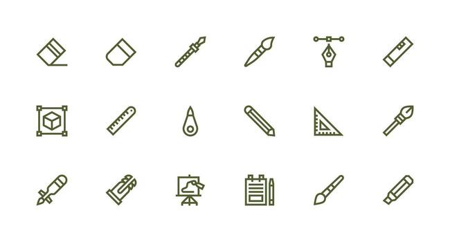 dibujo herramienta icono colección con 18 fuerte carrera línea diseños equilibrado icono conjunto para funcional diseño vector