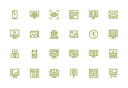 Screen Visual Pack containing 24 Thick Line Line Icons Icons Built for Visual Consistency Pack vector