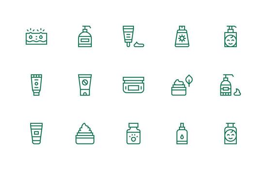 regular línea íconos desde loción conjunto con 15 vectores icono conjunto