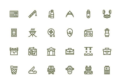 Portable Design Icons featuring 24 in Thick Line Line Style UI-Ready Icon Collection vector