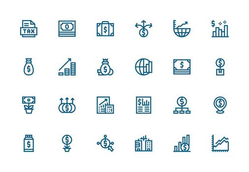 24 Icons for Revenue in Thick Line Line Format Icon Set for Web vector