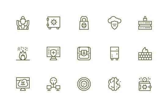 regular línea íconos desde la seguridad cibernética conjunto con 15 vectores mínimo icono conjunto para interfaz proyectos