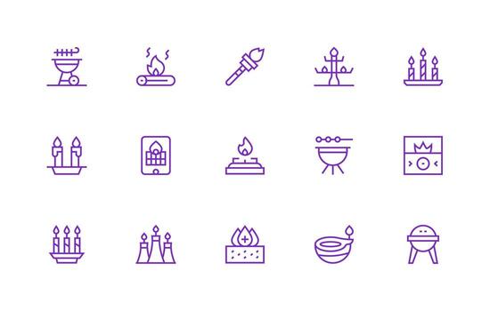 15 fuego íconos en regular línea estético esencial íconos para rápido ui edificio vector