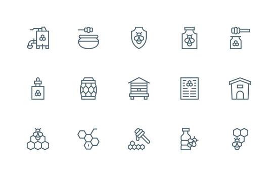 15 Regular Line Vectors for Apiary Theme Customizable Icon Series for Mobile Screens