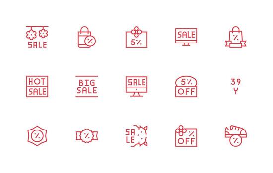 15 Regular Line Designs for Clearance Icons Multi-Style Icons for Creative Projects vector