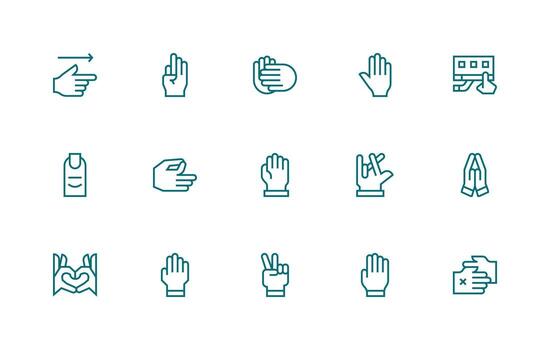 15 íconos para gesto en regular línea formato lleno icono biblioteca para ui diseñadores vector