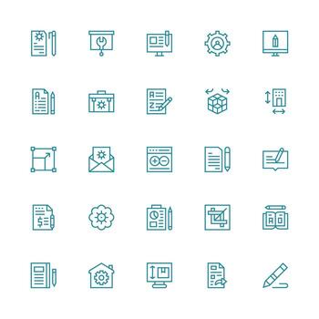 25 Icons for Modify in Medium Stroke Outline Format Line Icon Collection vector