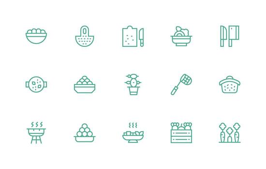 vegetales visual paquete conteniendo 15 regular línea íconos ui y ux enfocado icono colección vector