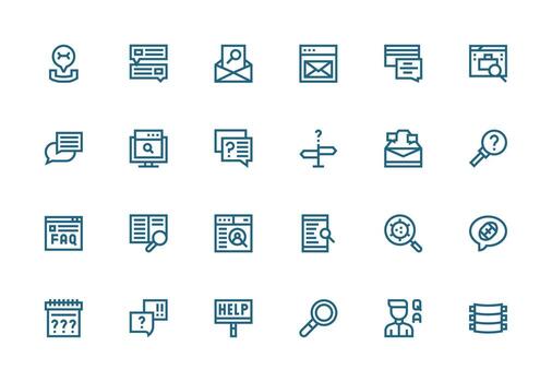 24 grueso línea línea íconos para consulta gráficos escalable íconos para todas temas vector