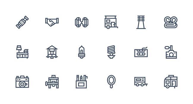 Compact Design Icons featuring 18 in Strong Stroke Line Style Simple Icons for Interface and Wireframes vector