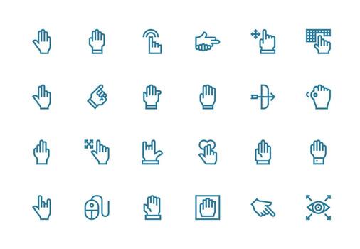 Cursor Visual Pack containing 24 Thick Line Line Icons Complete Icon Set for Mobile Apps vector