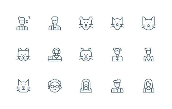 retrato visual paquete conteniendo 15 regular línea íconos icono conjunto para aplicaciones vector