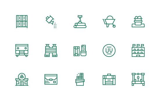 15 Materials Icons in Regular Line Aesthetic Flexible Icon System for Web Interfaces vector