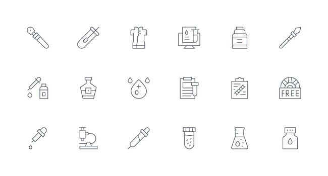 muestra incluso 18 mínimo línea ilustraciones usuario interfaz íconos para digital productos vector