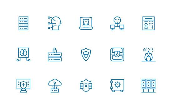 15 Regular Line Style Icons from Cybersecurity Collection Editable Icon Collection vector