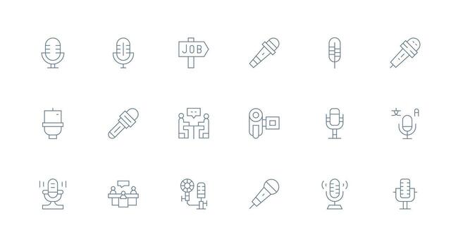 18 Interview Icons in Minimal Line Aesthetic Interface Icon Collection vector