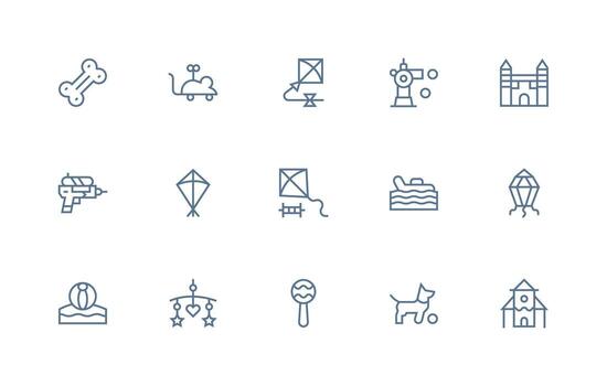 Regular Line Style Toy Icons with 15 Vectors Neatly Designed Icons for Web Platforms