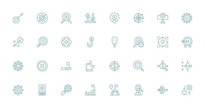 32 Thin Line Style Icons from Target Collection Scalable Icons for Cross-Platform Interfaces vector