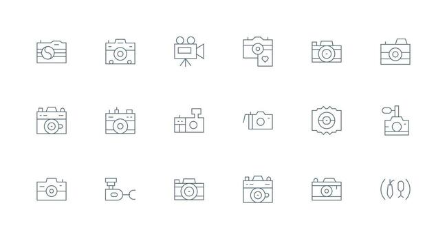 18 Minimal Line Icons for Capture Graphics Professional Icon Set vector