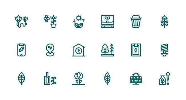 Eco Icon Set with 18 Strong Stroke Line Graphics Full Icon Library for UI Designers vector