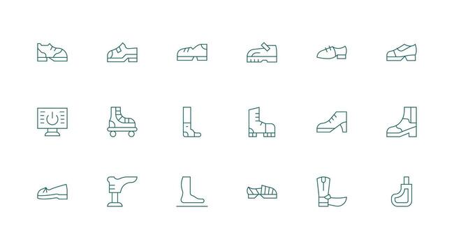 Boot including 18 Minimal Line Illustrations Web and App Icon Pack Collection vector
