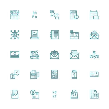 Invoice Icon Collection with 25 Medium Stroke Outline Designs Clean Icon Set Icon Pack for UI Projects vector