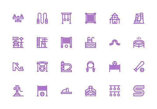 24 Playground Icons in Thick Line Line Aesthetic Clean Set for Layout Prototypes vector