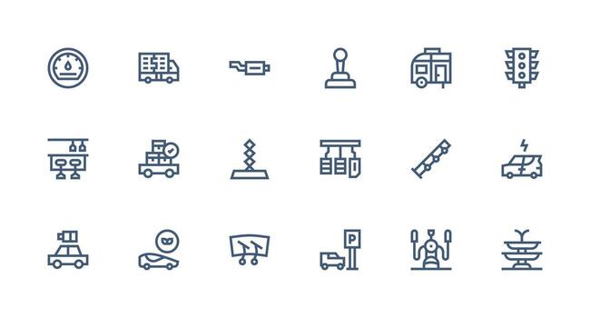 Strong Stroke Line Icons from Vehicle Set with 18 Vectors Complete Icon Bundle for Web Design