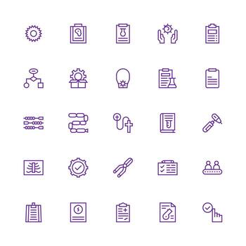 procedimiento icono colección con 25 medio carrera contorno diseños de múltiples fines icono conjunto vector