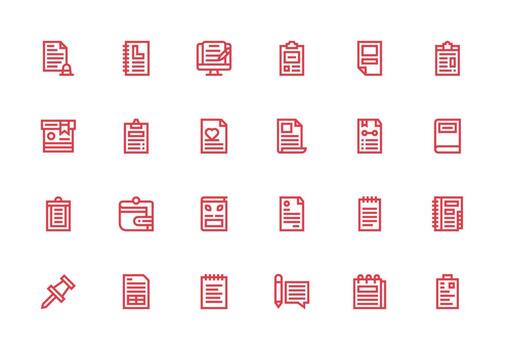 Memo featuring 24 Icons in Thick Line Line Design Simple Icons for Interface and Wireframes vector