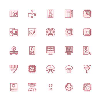 25 Icons for Data Processing in Medium Stroke Outline Format Icons Built for Visual Consistency Pack vector